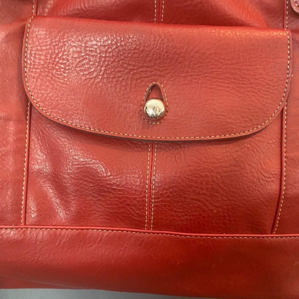 Emilie M Womens Red Faux Leather Tote Bag Snakeskin Lining Front Pocket Shoulder
